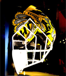 Mask worn by Bruins star Tim Thomas during the 2005-06 season.