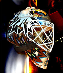 Mask worn by Ed Belfour of the Toronto Maple Leafs during the 2002-03 season.