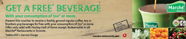 Get your FREE beverage at Marché Restaurant