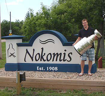 Jordan Hendry brought the Stanley Cup to his hometown of Nokomis, SK.