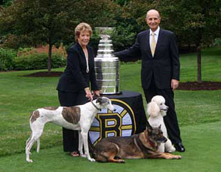 The Stanley Cup was brought to The Steak House in Minneapolis, where the Boston Bruins were holding their scouts dinner and celebration.