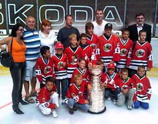 Zdeno Chara and the Stanley Cup visited Trencin Zimny Arena in Trencin, Slovakia.