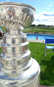 Always the life of the party, the Stanley Cup takes a moment to relax.