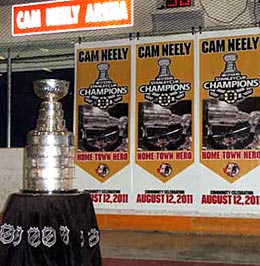 The Stanley Cup on display at the Cam Neely Arena in Maple Ridge, BC.