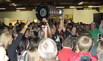 Shane Hnidy surrounded by family, friends and guests at the Yellowhead Centre in Neepawa, MB.