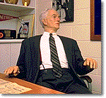 An animatronic Dick Irvin, Sr.