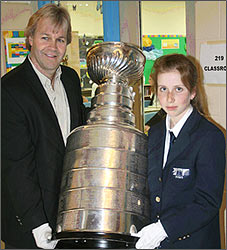 The Stanley Cup Visits HHOF Writing Challenge Grand Prize Winner at School