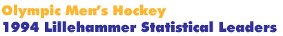 1994 Lillehammer Men's Hockey Statistical Leaders