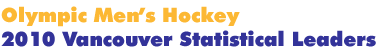 2010 Vancouver Men's Hockey Statistical Leaders