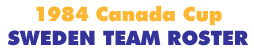 Canada Cup 1984 Sweden Team Roster