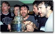 The L.A. Kings celebrate their 1993 Campbell Conference victory