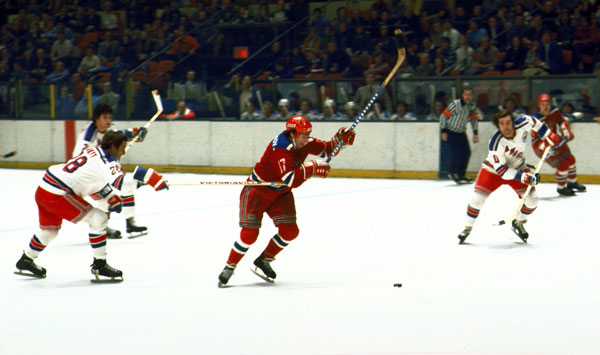 Facing off against the NHL's best, Kharlamov represented CSKA Moscow in numerous Super Series throughout his career.