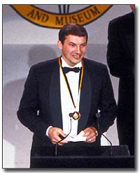 Tretiak makes his acceptance speech during the 1989 Hockey Hall of Fame Induction Ceremony