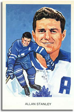 Allan Stanley's Hockey Hall of Fame post card produced in 1983