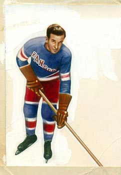 Original artwork from the 1960-61 Topps All-Time Great series which featured 66 color standard size cards including this one of Frank Boucher