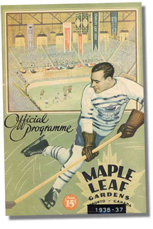 Charlie Conacher graces the cover of the Official Programme of Maple Leaf Gardens in 1936-37.