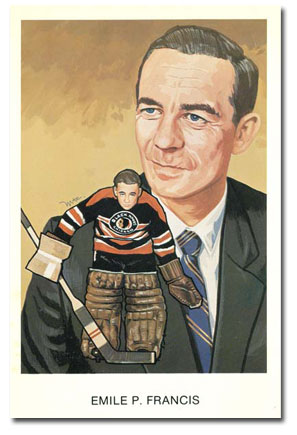 Hockey Hall of Fame postcard of Emile (The Cat) Francis.