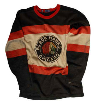 Chicago Black Hawks sweater worn by Earl Seibert during his ten seasons with the club