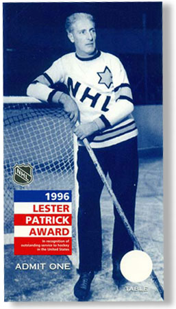 Ticket to the 1996 Lester Patrick Award reception