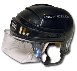  Los Angeles Kings helmet worn by Luc Robitaille during his final two stints with the club from 1997-2001 and 2003-06.