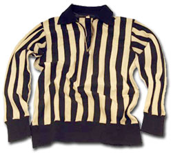 NHL referee sweater worn by Red Storey between 1951-1959.