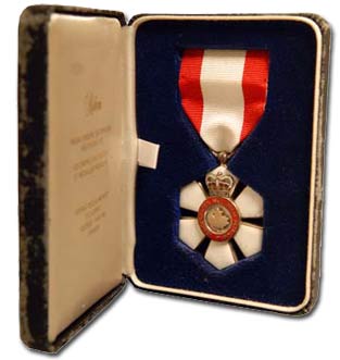 On November 1, 1991 Red Storey was presented this medallion by His Right Honourable Ramon John Hnatyshyn, Governor General of Canada, as he officially became a Member of the Order of Canada.