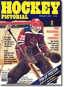 Tretiak on the cover of the February 1979 Hockey Pictorial magazine