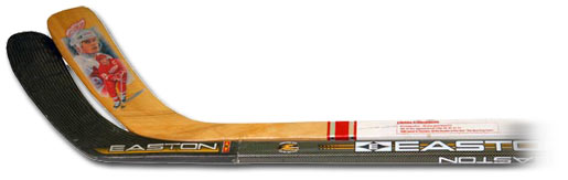 Stick used by Steve Yzerman to record his 600th career NHL goal in 1999-2000 along with a commerative stick from the 1990-91 NHL season.