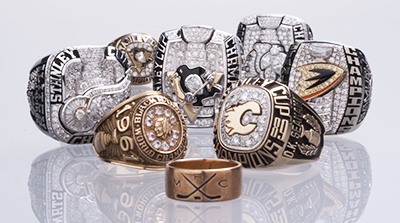 Stanley Cup Championship Rings Display at the Hockey Hall of Fame