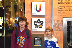 Legends of Hockey Scholar winners, Kerrigan MacLean and Marcus Allen visit their designs on display at the Hockey Hall of Fame – July 22, 2019.