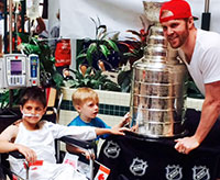 Chicago Blackhawks winger Bryan Bickell brought the Stanley Cup to Sick Kids Hospital in Toronto, Ontario.