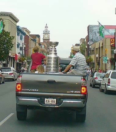 The Stanley Cup and Cory Stillman go parading through the streets of Peterborough in 2006