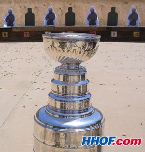 The Stanley Cup on the firing range at Camp Pendleton Military Base.
