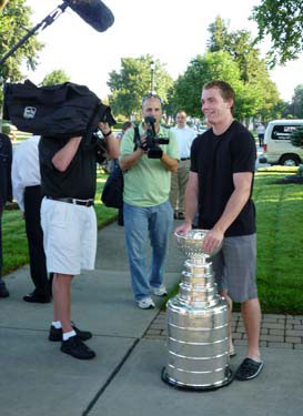 The Stanley Cup arrives at the Kane family home in South Buffalo.