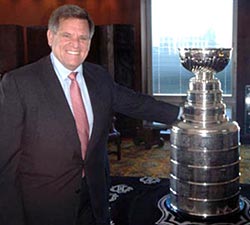 Rocky Wirtz and the Stanley Cup at his office