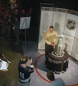 Hundreds of fans lined-up to get their picture taken with the Stanley Cup at the Xcel Energy Center in Saint Paul, home of the Minnesota Wild and for two days the 2011 NHL Entry Draft.