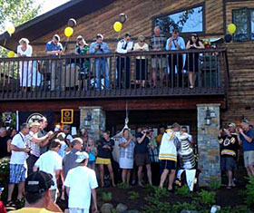 The Houdas sharing their day with the Stanley Cup with family and friends