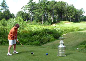 Bruins assistant coach Geoff Ward brought the Stanley Cup to Butter Brook Golf Club in Westford, MA