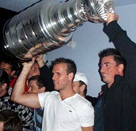 David Krejci was joined by teammate Tomas Kaberle through his day with Lord Stanley.