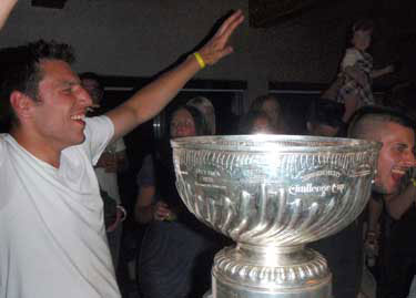 Milan Lucic and the Stanley Cup celebrating with family and friends at Grouse Mountain.