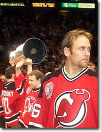 The Stanley Cup appears at the New Jersey Nets playoff game