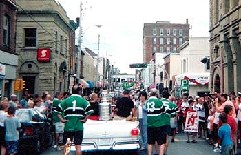 New Glasgow, Nova Scotia honoured their local hockey hero with a parade through the streets of their town.