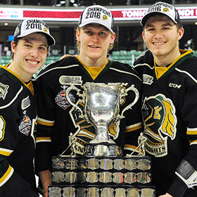 Mitch Marner, Christian Dvorak and Matthew Tkachuk led the London Knights to the Memorial Cup title in 2016.