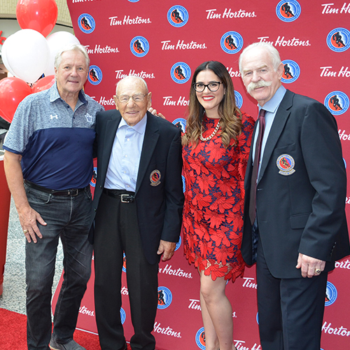 Honoured Members Darryl Sittler, Johnny Bower and Lanny McDonald were on hand to help owner, Angela Hage