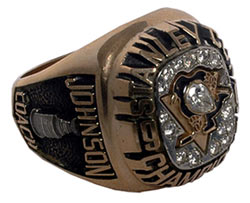 1991 Stanley Cup ring belonging to Pittsburgh Penguins head coach Bob Johnson.