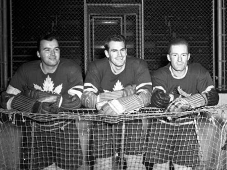 Gordie Drillon, Syl Apps and Nick Metz of the Toronto Maple Leafs.