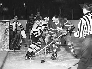 Fern Flaman's solid play on the Bruins blue line contributed to the team's run to the Stanley Cup finals in 1957 and 1958.