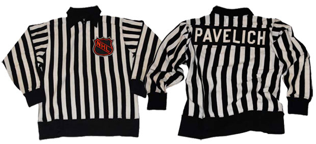 NHL Official's sweater worn by linesman Matt Pavelich during the 1970's