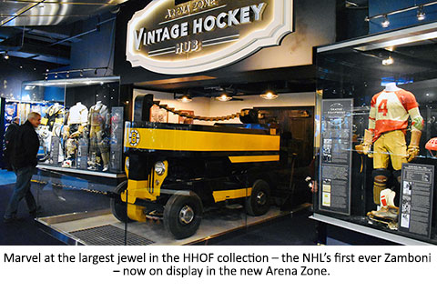 Marvel at the largest jewel in the HHOF collection   the NHL s first ever Zamboni   now on display in the new Arena Zone.