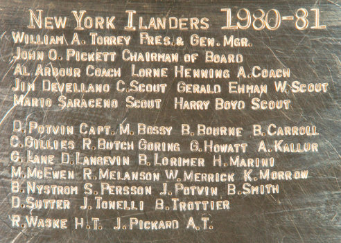 The misspelled 1980-81 New York Islanders engraving